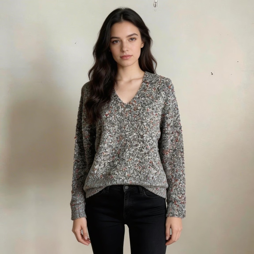 COLDWATER CREEK | Gray V-neck Sweater Sz S